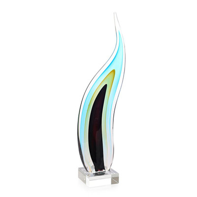 John Richard Glass Wisp Sculpture on Crystal - Large