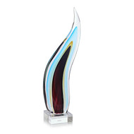 John Richard Glass Wisp Sculpture on Crystal - Medium