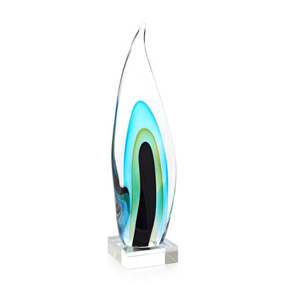 John Richard Glass Wisp Sculpture on Crystal - Small