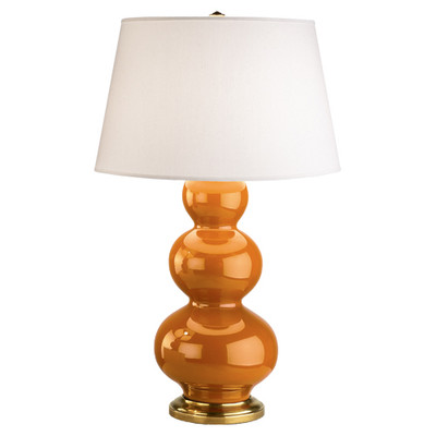 Triple Gourd Table Lamp - Antique Natural Brass - Pumpkin