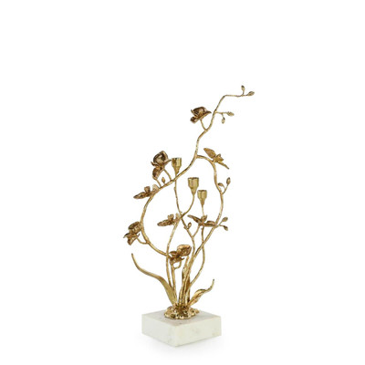 John Richard Orchids in Bloom Candleholder - Small Brass