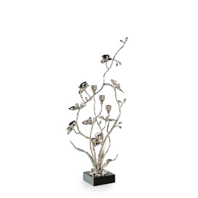 John Richard Orchids in Bloom Candleholder - Small Nickel