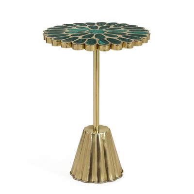 John Richard Peony Accent Table - Dark Green