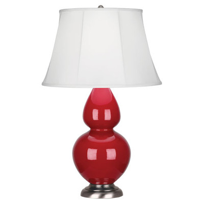 Double Gourd Table Lamp - Antique Silver - Ruby Red