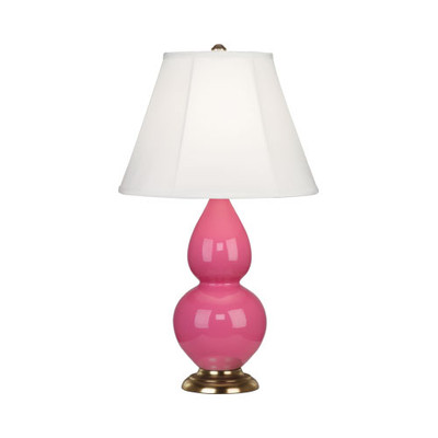 Small Double Gourd Table Lamp - Antique Natural Brass - Schiaparelli Pink