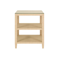 Worlds Away Amie Side Table - Natural Grasscloth