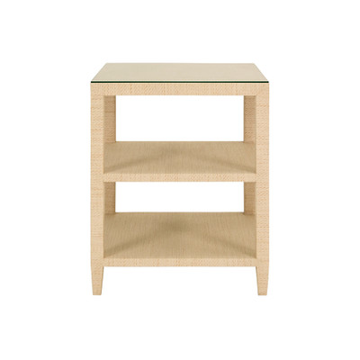 Worlds Away Amie Side Table - Natural Grasscloth