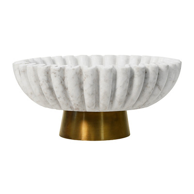 Worlds Away Augie White Marble Bowl
