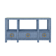 Worlds Away Campbell Console Table - Dyed Blue Grasscloth