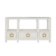 Worlds Away Campbell Console Table - White Textured Linen