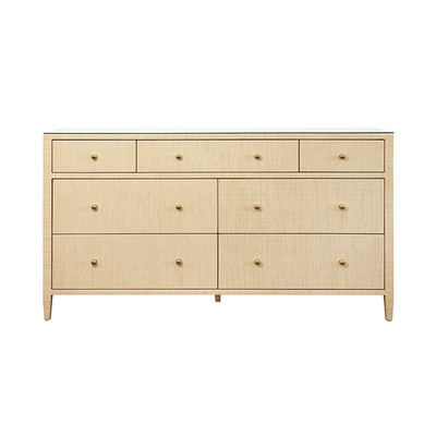 Worlds Away Carnegie Chest - Natural Grasscloth