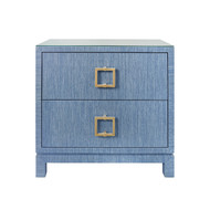 Worlds Away Cole Side Table - Blue Dyed Grasscloth