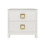 Worlds Away Cole Side Table - White Textured Linen
