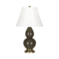 Small Double Gourd Table Lamp - Antique Brass - Brown Tea