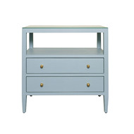 Worlds Away Douglas Side Table - Textured Light Blue Linen
