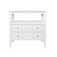 Worlds Away Douglas Side Table - Textured White Linen