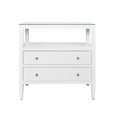 Worlds Away Douglas Side Table - Textured White Linen