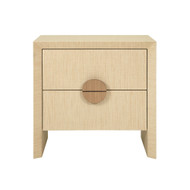 Worlds Away Ezra Side Table - Natural Grasscloth