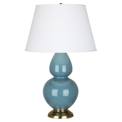 Double Gourd Table Lamp - Antique Brass - Steel Blue
