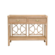 Worlds Away Gideon Console Table - Natural Rattan