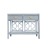 Worlds Away Gideon Console Table - Rattan Painted Light Blue