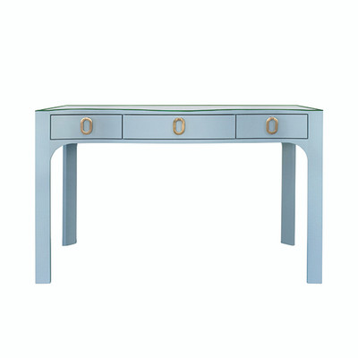 Worlds Away Gladys Desk - Light Blue Textured Linen
