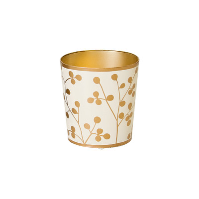 Worlds Away Gold & Cream Wastebasket