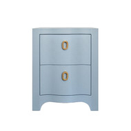 Worlds Away Helena Side Table - Light Blue Textured Linen