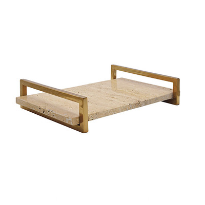 Worlds Away Jarvis Tray - Travertine Marble Tray
