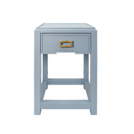 Worlds Away Jean Side Table - Light Blue Grasscloth