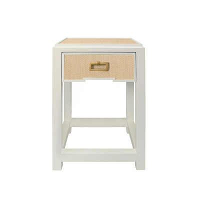 Worlds Away Jean Side Table - Natural Grasscloth