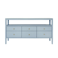 Worlds Away Jordan Console - Textured Light Blue Linen