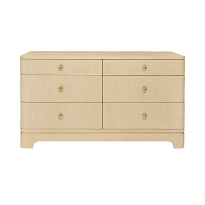 Worlds Away Kilmer Chest - Natural Grasscloth