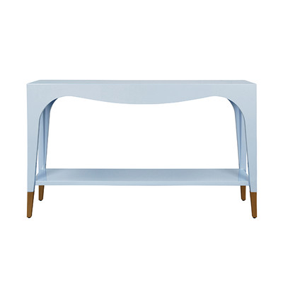 Worlds Away Laverne Console Table - Light Blue Lacquer