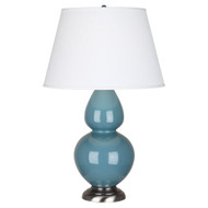 Double Gourd Table Lamp - Antique Silver - Steel Blue