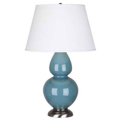 Double Gourd Table Lamp - Antique Silver - Steel Blue