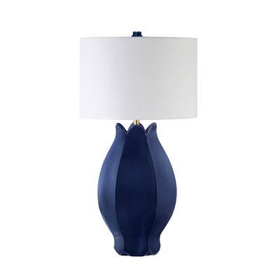 Worlds Away Mae Table Lamp - Matte Navy Glaze