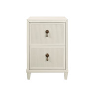 Worlds Away Novalie Side Table - Matte Antique White Lacquer