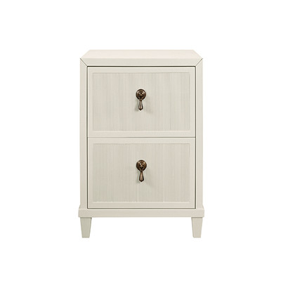 Worlds Away Novalie Side Table - Matte Antique White Lacquer