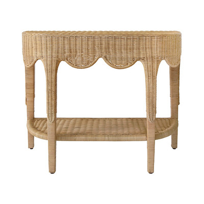 Worlds Away Paloma Console Table - Woven Rattan
