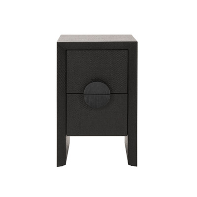 Worlds Away Parker Side Table - Black Painted Grasscloth