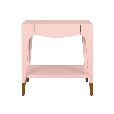 Worlds Away Ronny Side Table - Pink Lacquer
