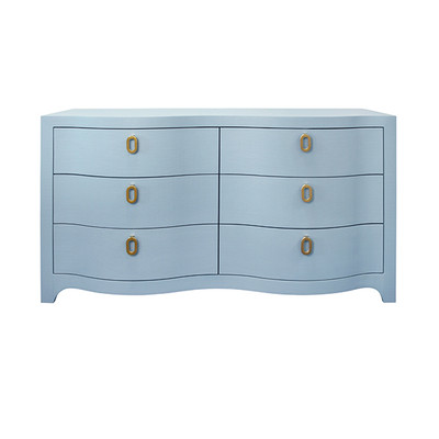 Worlds Away Rosie Chest - Textured Light Blue Linen