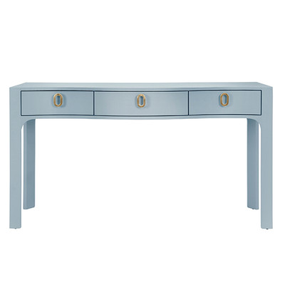 Worlds Away Sabrina Console Table - Textured Light Blue Linen