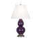Small Double Gourd Table Lamp - Antique Silver - Amethyst