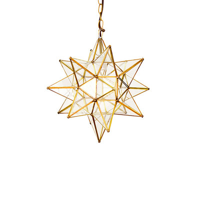 Worlds Away Small Clear Star Chandelier - Gold