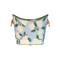 Worlds Away Small Oval Wastebasket With Lion Handles - Blue