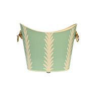 Worlds Away Small Oval Wastebasket With Lion Handles - Green