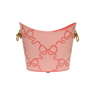 Worlds Away Small Oval Wastebasket With Lion Handles - Pink