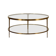 Worlds Away Stacey Coffee Table - Antique Brass